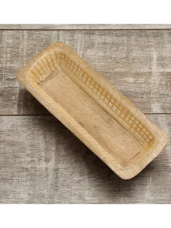 Dekoschale aus Mangoholz in terracotta/weiß - L: 30cm