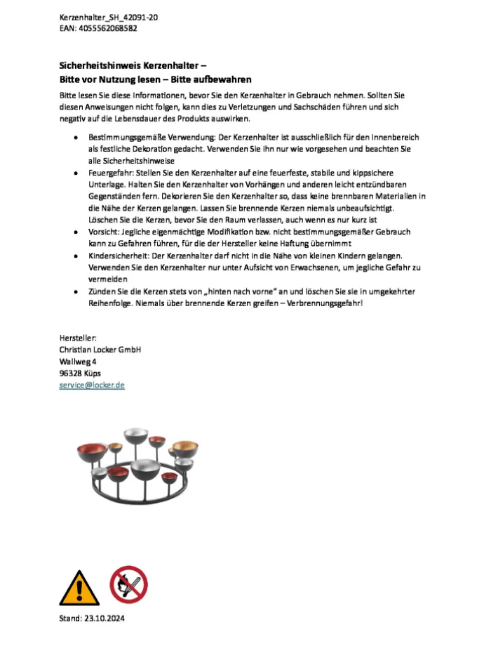 Dekoschale KerzenHUGO24 in Rot