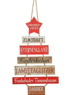 Dekoschild "Frohes Fest" in Rot/ Weiß/ Hellbraun - (B)40 x (H)70 cm