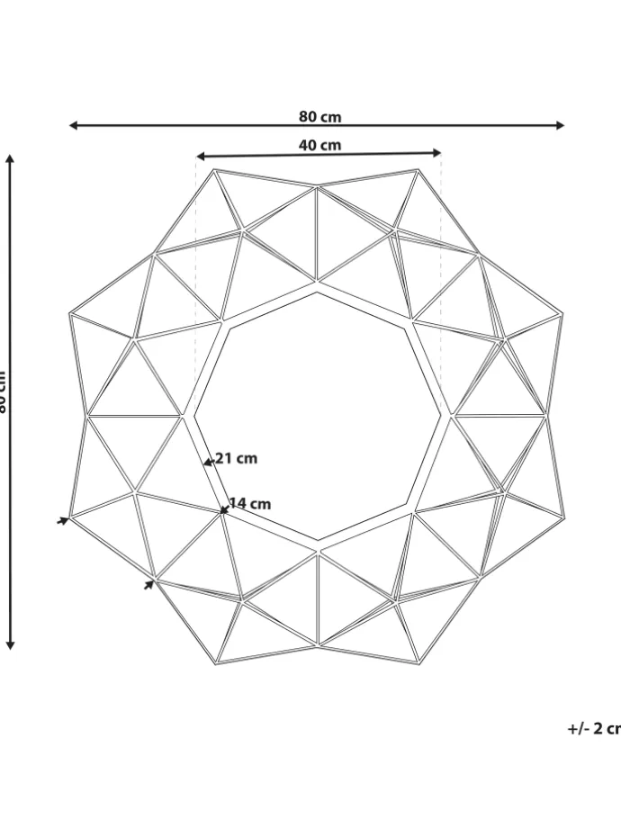 Dekospiegel GAILLAC in Gold - (W) 80 x (H) 80 x (L) 6 cm