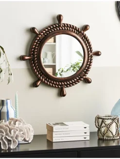 Dekospiegel GORMAZ in Braun - (W) 46 x (H) 46 x (L) 6 cm