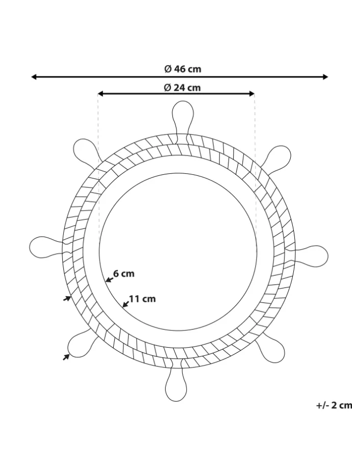 Dekospiegel GORMAZ in Braun - (W) 46 x (H) 46 x (L) 6 cm