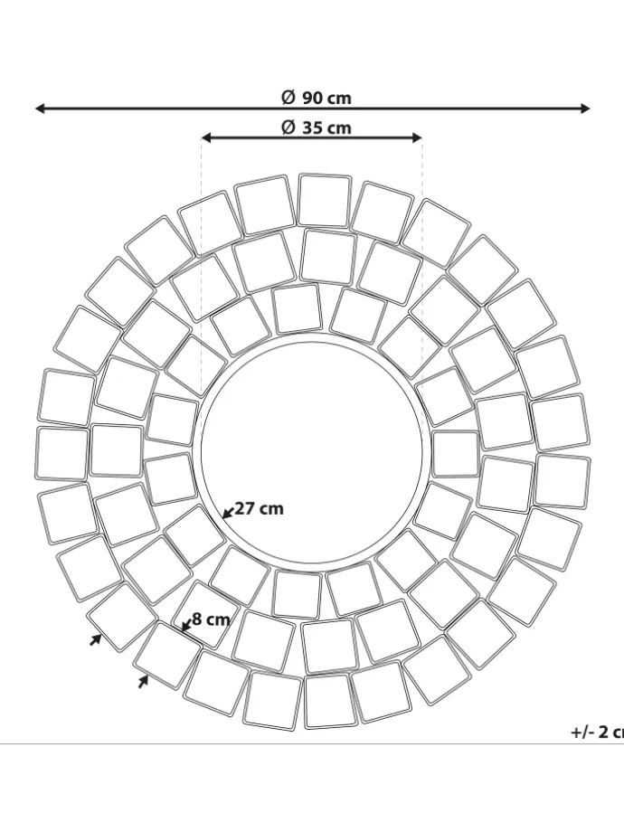 Dekospiegel LABRIT in Gold - (W) 90 x (H) 90 x (L) 3 cm