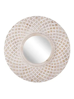 Dekospiegel POMARO in Braun/Weiß - (W) 60 x (H) 60 x (L) 2 cm