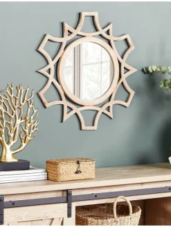 Dekospiegel ZAPOPAN in Braun/Weiß - (W) 60 x (H) 60 x (L) 2 cm