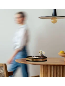 Dekotablett in Schwarz/ Natur - (H)5,5 x (D)30 cm