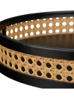 Dekotablett in Schwarz/ Natur - (H)5,5 x (D)30 cm