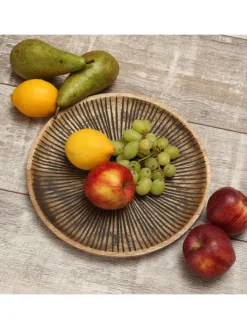 Dekoteller aus Mangoholz in braun - D: 22,5cm