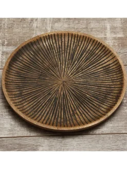 Dekoteller aus Mangoholz in braun - D: 29cm