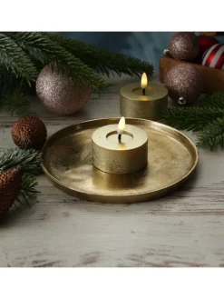 Dekoteller Dekotablett runder Kerzenteller Aluminium D: 20cm in gold