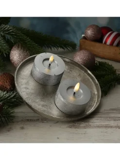 Dekoteller Dekotablett runder Kerzenteller Aluminium D: 20cm in silber