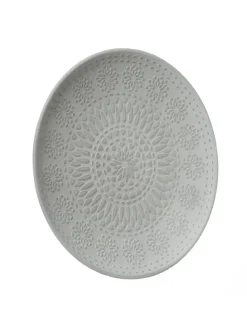 Dekoteller mit Blumenmuster MDF Holz D: 34,5cm in weiß
