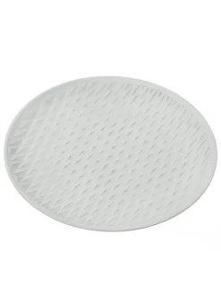 Dekoteller mit Rautenmuster MDF Holz D: 34,5cm in weiß