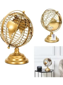 Deko-Weltkugel in Gold - (H)28 x Ø 20,5 cm