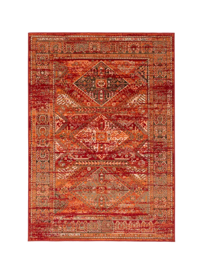 Designer Teppich Pop-Vintage Orient Bordüre in Terracotta