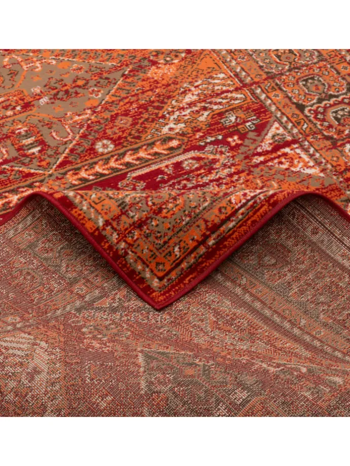 Designer Teppich Pop-Vintage Orient Bordüre in Terracotta