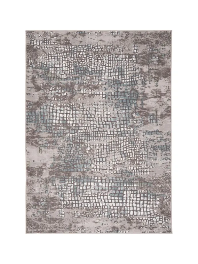 Designer Teppich Tawira Vintage in Silber Blau