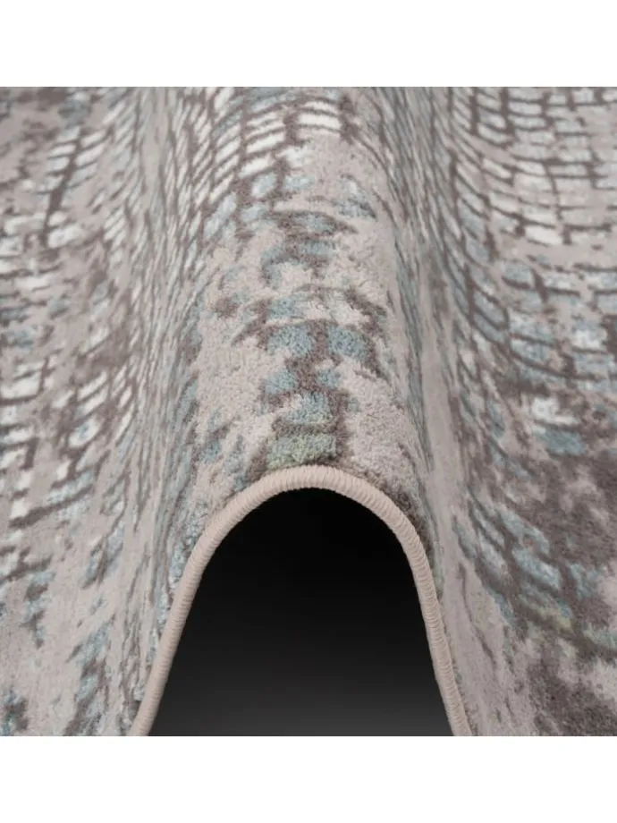 Designer Teppich Tawira Vintage in Silber Blau