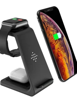 Docking-Station für iPhone, Apple-Watch, AirPods in Schwarz