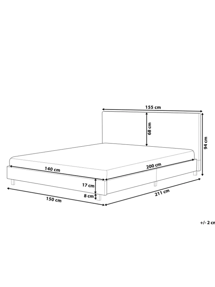 Doppelbett ALBI in Beige/Schwarz - (W) 155 x (H) 94 x (L) 211 cm