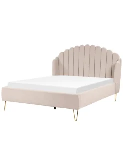 Doppelbett AMBILLOU in Beige/Gold - (W) 157 x (H) 126 x (L) 214 cm