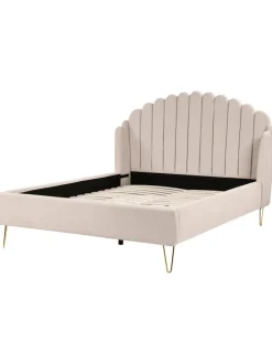 Doppelbett AMBILLOU in Beige/Gold - (W) 157 x (H) 126 x (L) 214 cm