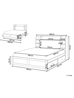 Doppelbett BIZOU in Weiß/Beige - (W) 188 x (H) 110 x (L) 227 cm