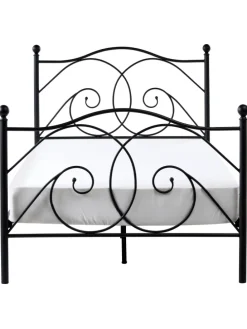 Doppelbett DINARD in Schwarz - (W) 127 x (H) 118 x (L) 208 cm