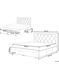 Doppelbett LIEVIN in Grau - (W) 165 x (H) 122 x (L) 217 cm