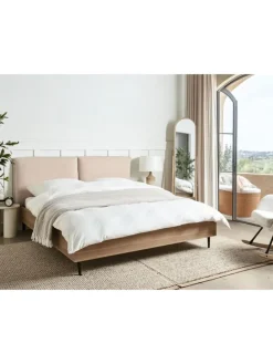 Doppelbett LIMANTON in Beige/Schwarz/Braun - (W) 181 x (H) 118 x (L) 215 cm