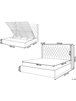 Doppelbett LUBBON in Beige/Silber - (W) 210 x (H) 144 x (L) 217 cm