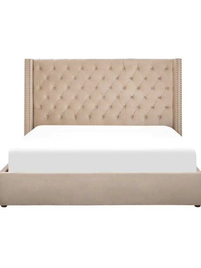 Doppelbett LUBBON in Beige/Silber - (W) 210 x (H) 144 x (L) 217 cm