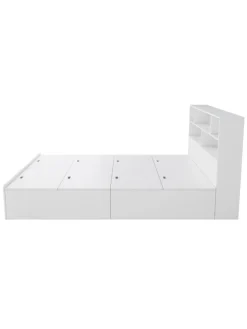 Doppelbett Massivholzbett mit USB-Anschluss und Stauraum 140x200cm in Weiß