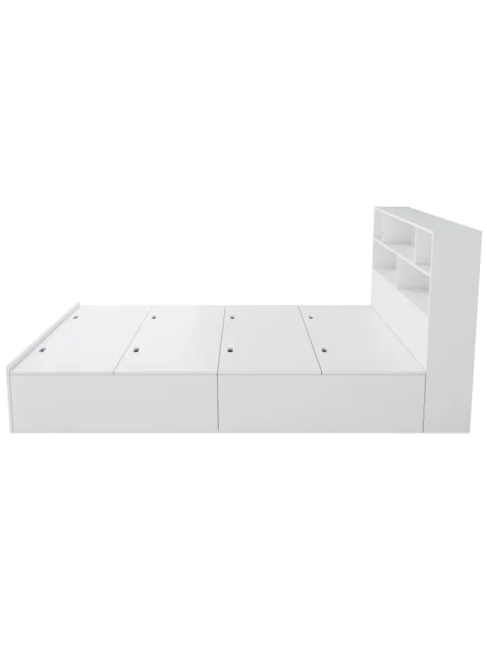 Doppelbett Massivholzbett mit USB-Anschluss und Stauraum 140x200cm in Weiß