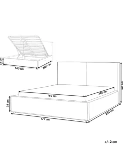 Doppelbett MOISSAC in Schwarz/Weiß - (W) 177 x (H) 108 x (L) 224 cm