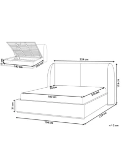 Doppelbett MONESTIER in Weiß - (W) 224 x (H) 115 x (L) 220 cm