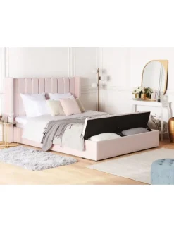 Doppelbett NOYERS in Rosa - (W) 210 x (H) 132 x (L) 247 cm
