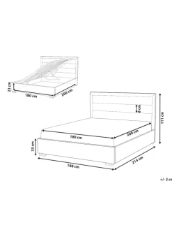 Doppelbett ROUEN in Beige - (W) 188 x (H) 111 x (L) 214 cm