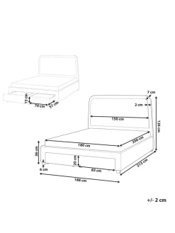 Doppelbett SARDENT in Weiß/Schwarz - (W) 188 x (H) 126 x (L) 213 cm