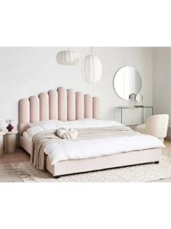 Doppelbett VINCENNES in Rosa/Schwarz - (W) 185 x (H) 124 x (L) 213 cm