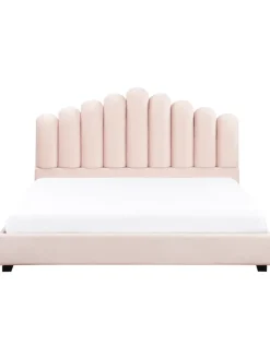 Doppelbett VINCENNES in Rosa/Schwarz - (W) 185 x (H) 124 x (L) 213 cm