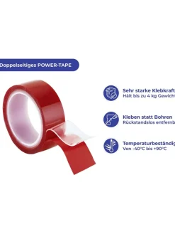 Doppelseitiges Klebeband in Rot - (L)150 x (B)2 cm