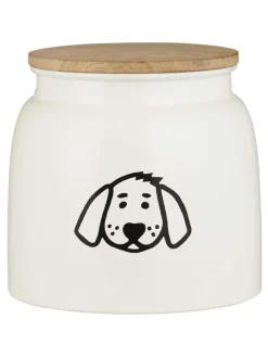Dose für HUNDEFUTTER mit Holzdeckel Weiß 2,2 Liter