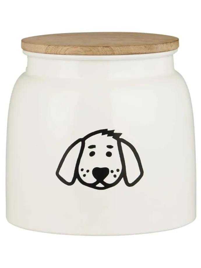 Dose für HUNDEFUTTER mit Holzdeckel Weiß 2,2 Liter