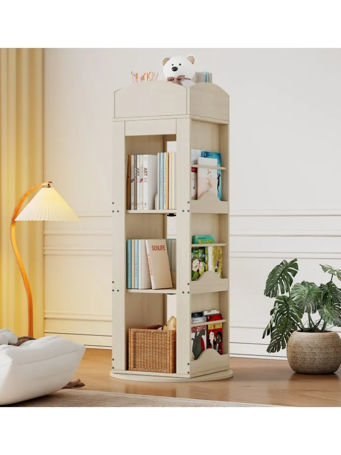 Drehbares Bücherregal mit 360-Grad-Drehfunktion 142×63×63 cm