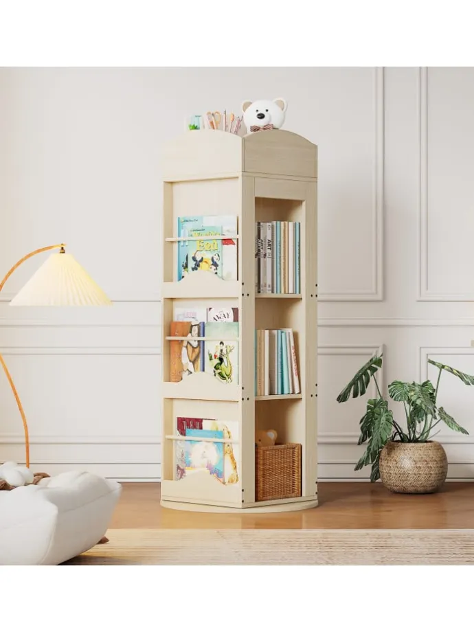 Drehbares Bücherregal mit 360-Grad-Drehfunktion 142×63×63 cm