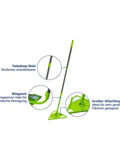 Dreiecksmopp in Grün - (B)31 x (H)160 x (T)27 cm