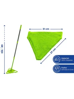 Dreiecksmopp in Grün - (B)31 x (H)160 x (T)27 cm