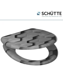 Duroplast WC-Sitz GREY HEXAGONS, mit Absenkautomatik und Schnellverschluss