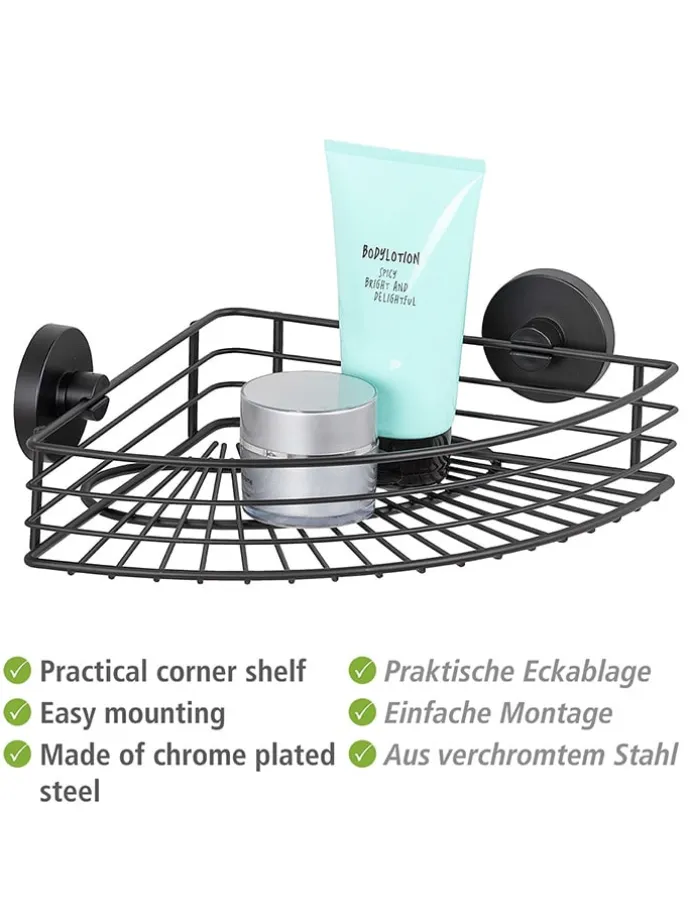 Duschablage "Vacuum-Loc Bari" in Schwarz - (B)35 x (H)9 x (T)22,5 cm